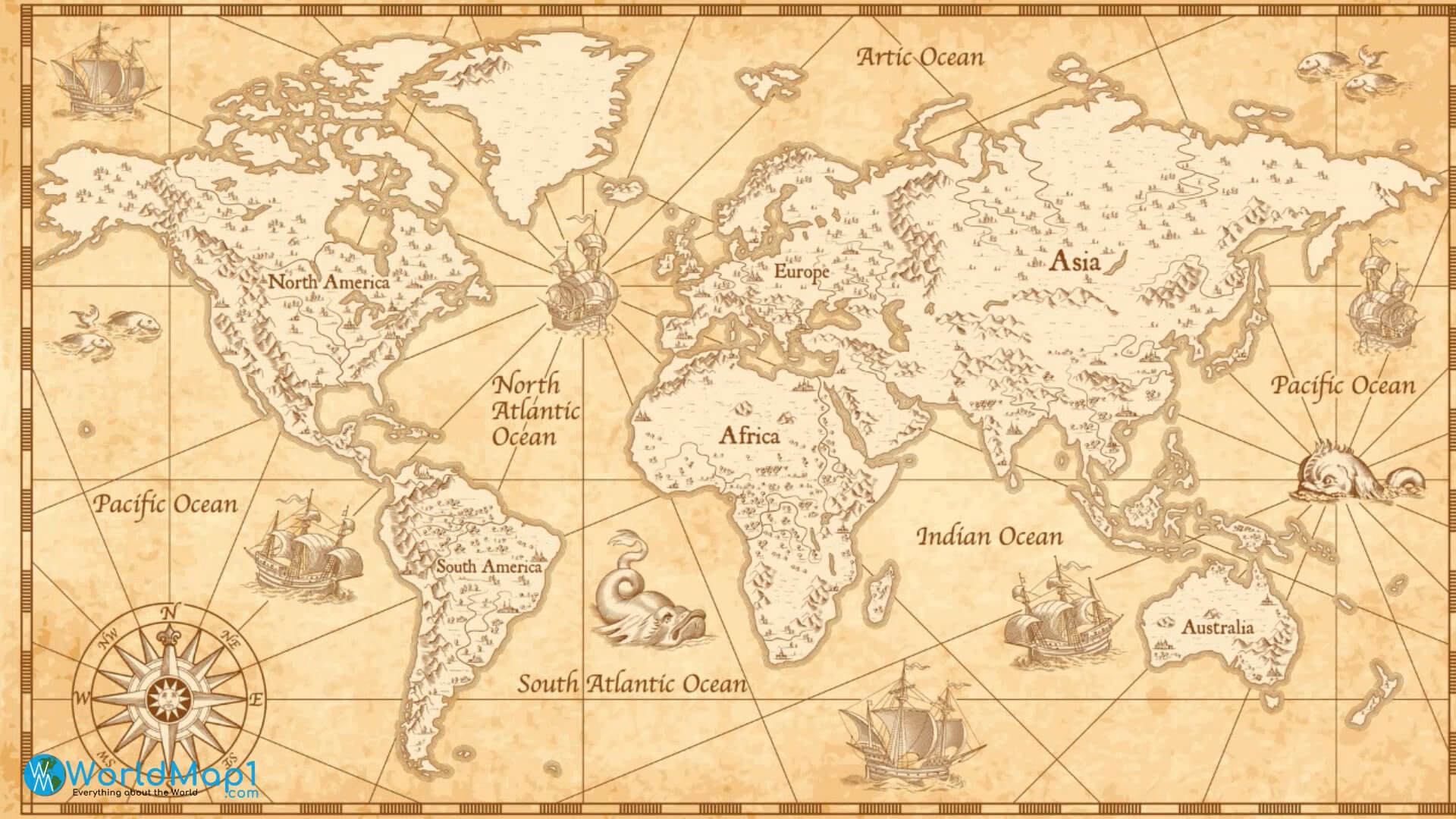 Asia and World Sea Map